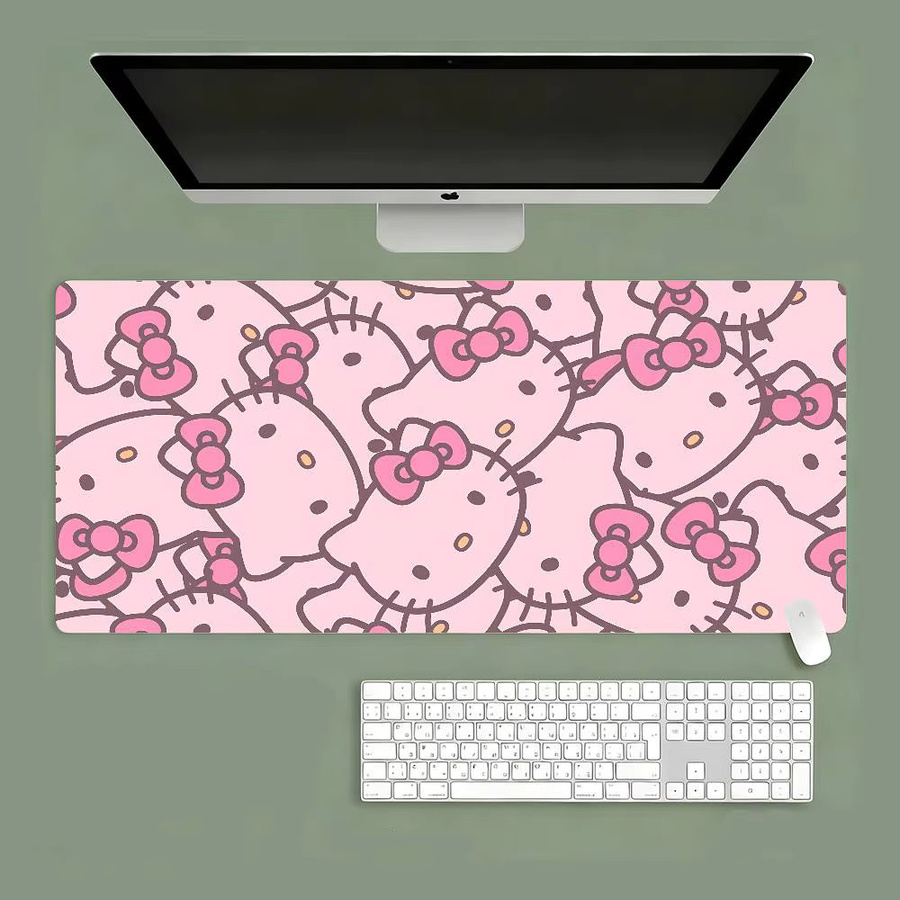 Mesuca Kawaii Cartoon Mauspad Hello Kitty Design in Pink, große Schreibtischunterlage für Computer und Laptop - Bild 3