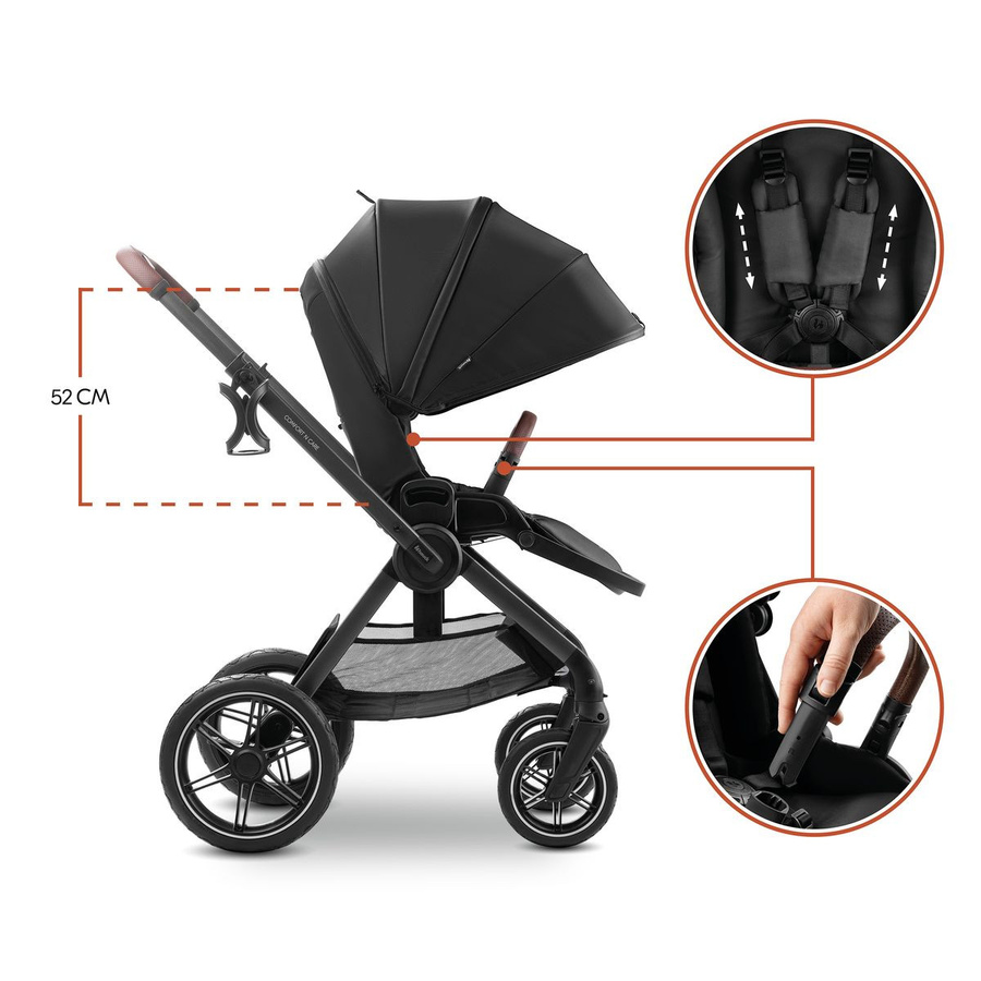 Hauck Buggy Comfort N Care 2in1 Kinderwagen in Black mit Beendecke, Babyschalenadapter, Getränkehalter und Federung - Bild 6