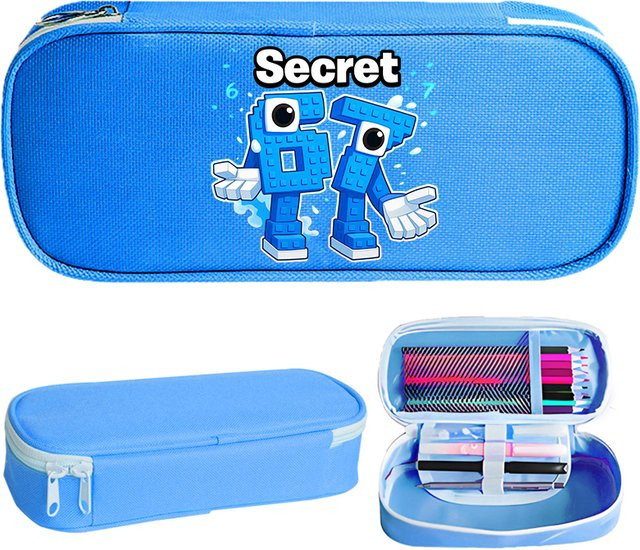 Steal A Brainrot Federmäppchen für Schüler in Blau mit großem Fassungsvermögen und Cartoon-Print aus Polyester - Bild 1