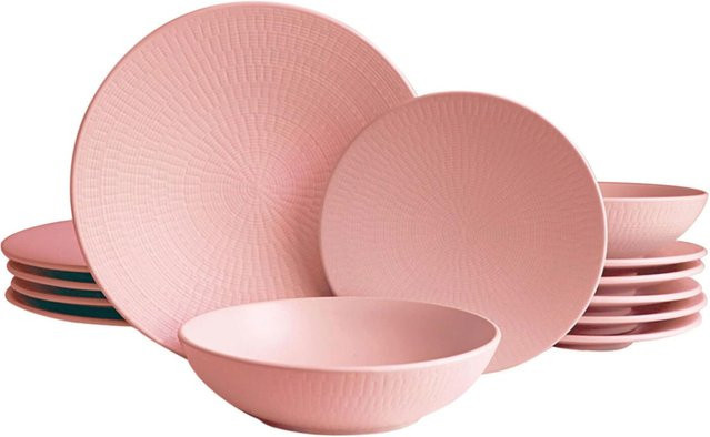 ECHTWERK Tafelservice BLANKA 12-tlg aus Steinzeug in Pink - Bild 1