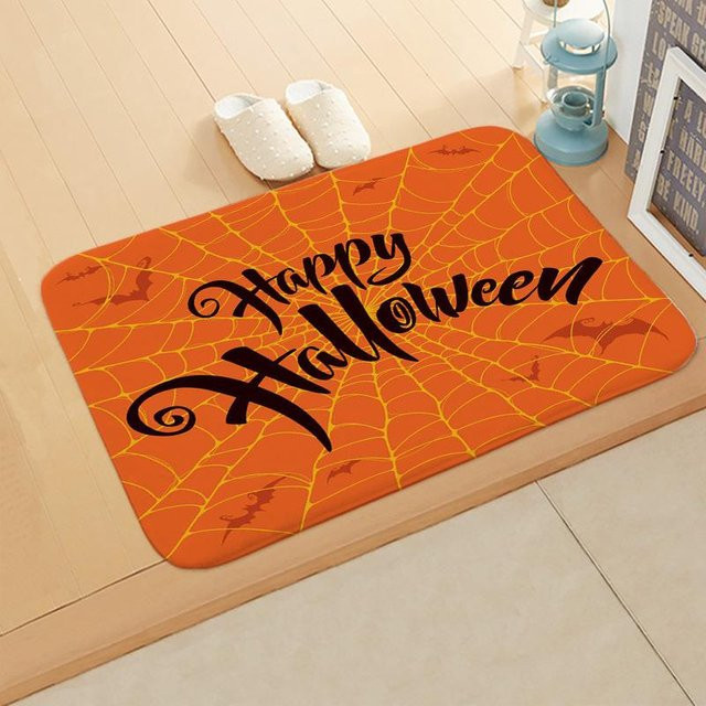 Halloween Badematte Spinnennetz von Yiran Furniture, rutschfest und saugfähig, Farbe: Orange, B/T: 60 x 40 cm - Bild 1