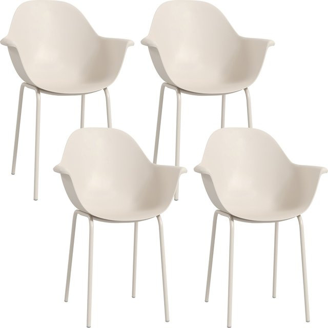 Outsunny 4er Set Gartenstühle Grau mit Armlehnen und Rückenlehne, stapelbare Essstühle für Balkon und Garten bis 120 kg Belastbarkeit - Bild 1