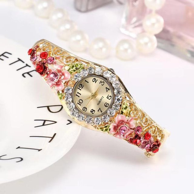 Global Finds Armbanduhr, Quarz, Messing, rosa, Damen - Bild 1