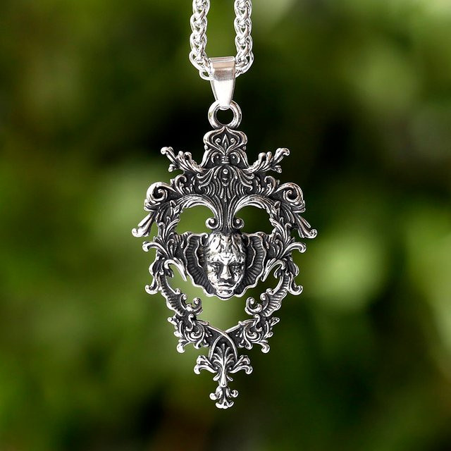 Anhänger Halskette Clown Gesicht, Silber, Unisex - Bild 1