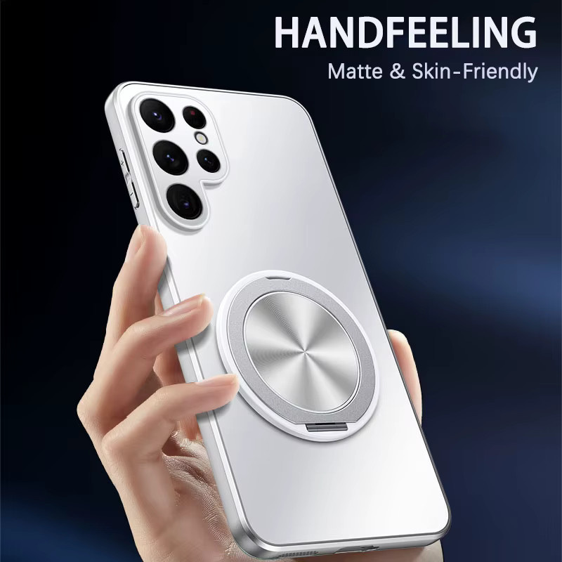 Fudusaidman Mattierte Schutzhülle für Samsung Galaxy S26 S25 S24 S23 S22 Ultra Plus mit Magnetischem Ständer, Ringhalter und Linsenschutz in Schwarz - Bild 3