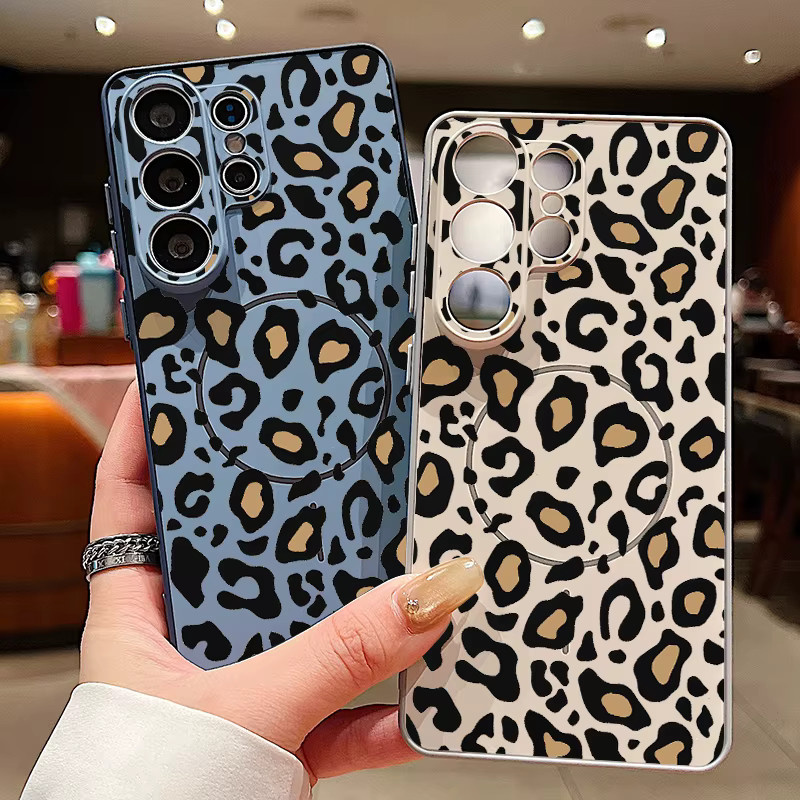 Magnetische Handyhülle mit Leopardenmuster für Samsung Galaxy S25 S26 Ultra Edge S24 S23 FE A17 A56 A37 A16 A55 A15 A36 A55 in Orange - Bild 2