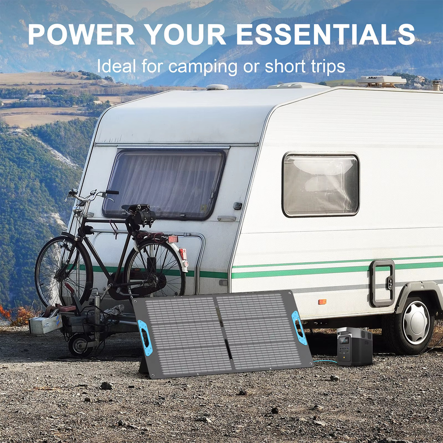 E-POWO Tragbares faltbares Solarpanel IP67 wasserdichtes Solarladegerät für Powerstation und Wohnmobil in Schwarz - Bild 3