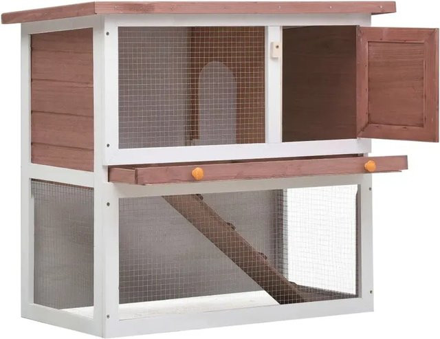 vidaXL Kaninchenstall aus Holz in Braun mit 1 Tür - Bild 1