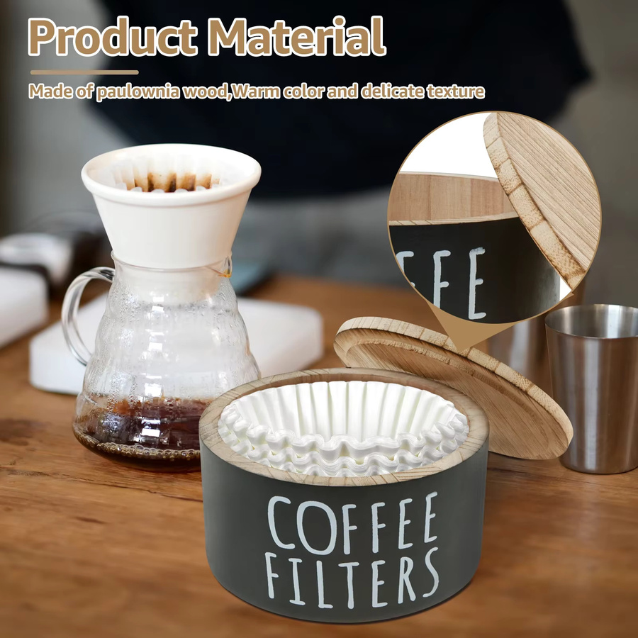 Willstar Kaffee-Filterpapier-Aufbewahrungsdose aus Holz in Schwarz für 50 Stück - Bild 2