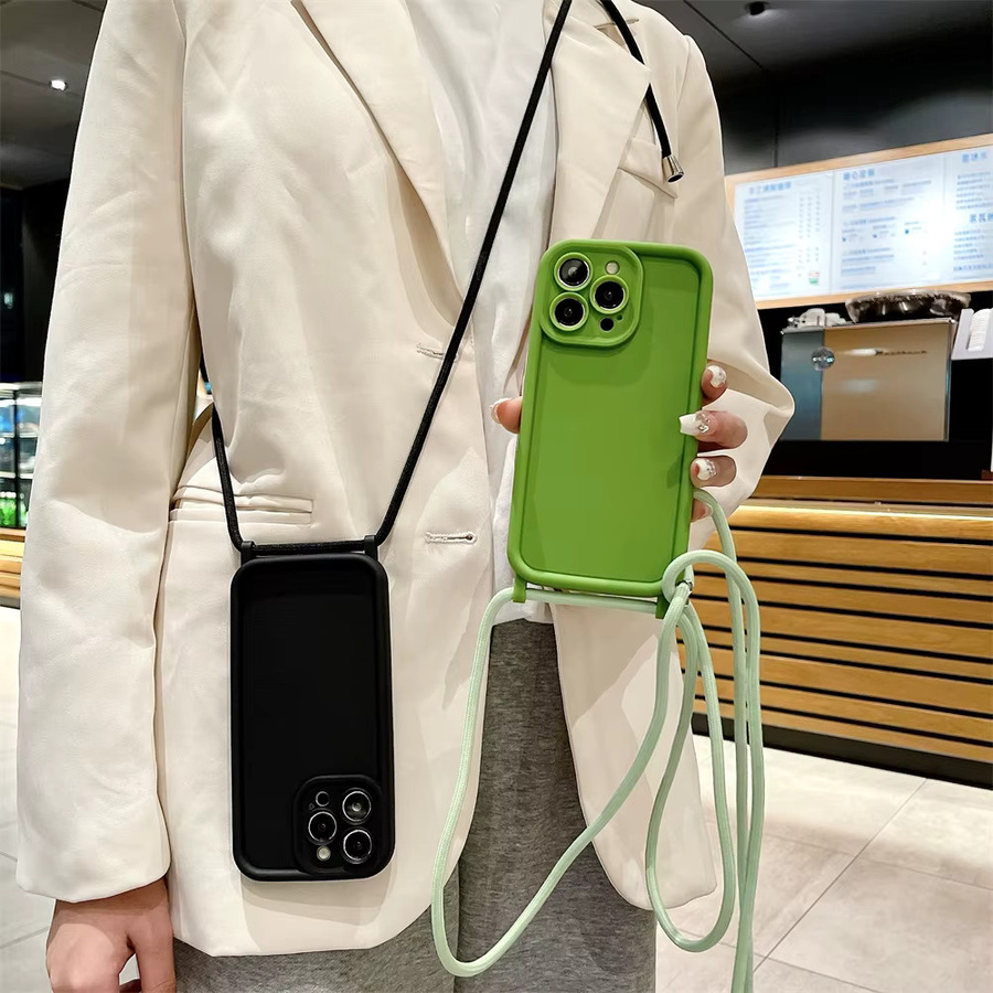 Stoßfeste Handyhülle für Apple iPhone 17 16 15 14 13 12 11 Pro Max Plus mit verstellbarem Umhängeband in Weiß - Bild 2