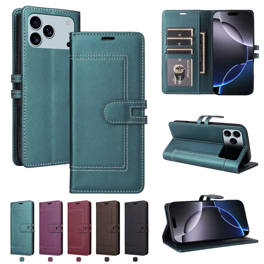 Business Leder Flip Handyhülle von aierkeba für iPhone Modelle in Rot mit Kartenetui und Taschenabdeckung - Bild 2