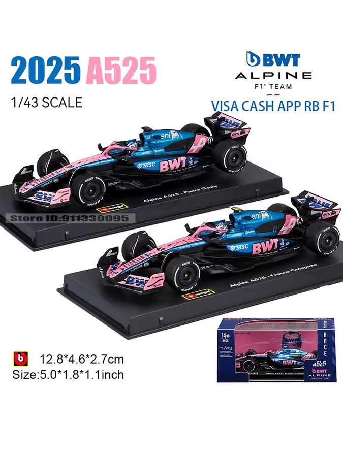 Bburago Alpine A525 # 10. Pierre Gasly, Druckgussautomodell, 1:43, ab 14 Jahren - Bild 4