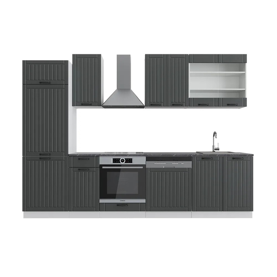 Vicco Fame-Line Küchenzeile Landhausstil in Anthrazit und Weiß, Breite: 300 cm - Bild 2