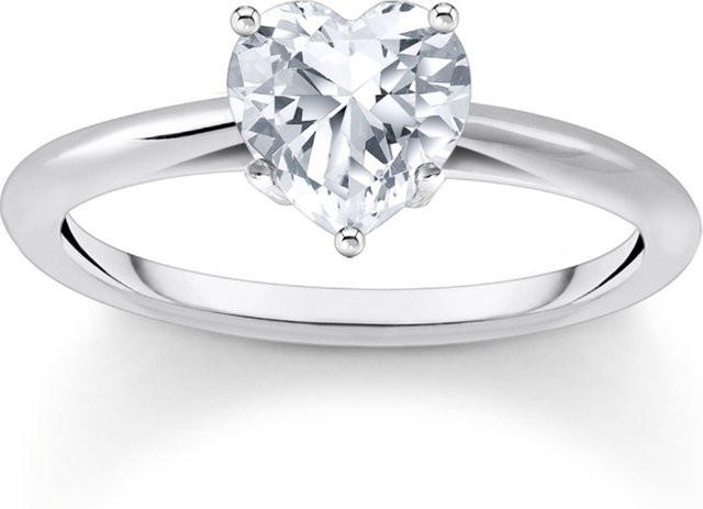 Thomas Sabo Ring 925 Silber, Weißer Stein, Herzform, Damen, Ringgröße 54 - Bild 1