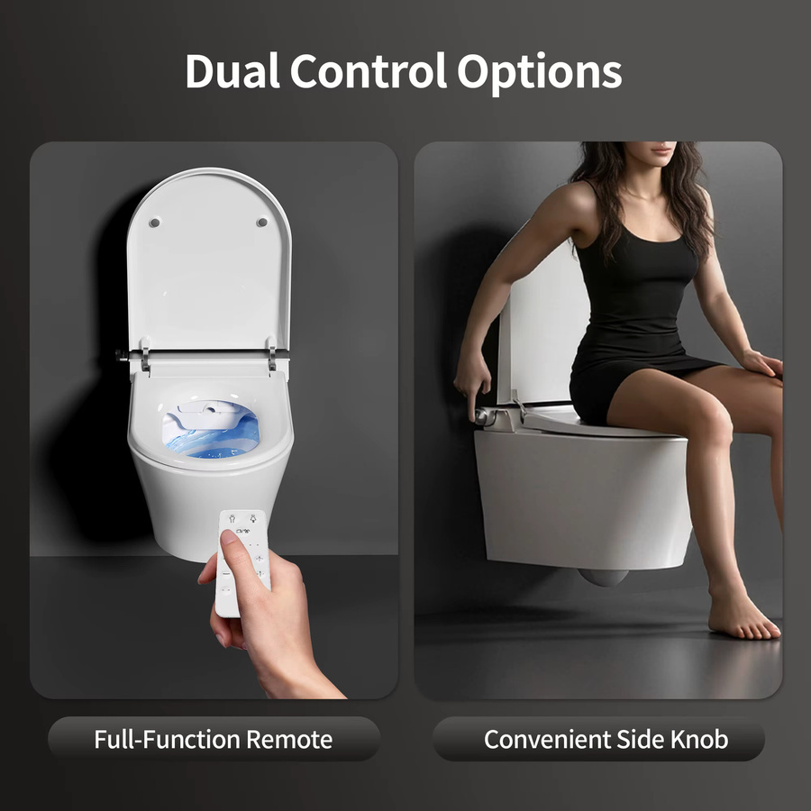 DeerValley Intelligente Wandmontierte Toilette in Weiß mit abnehmbarem Sitz, Ventilator-Dusche, Front- und Rückenreinigung sowie Warmlufttrocknung - Bild 4