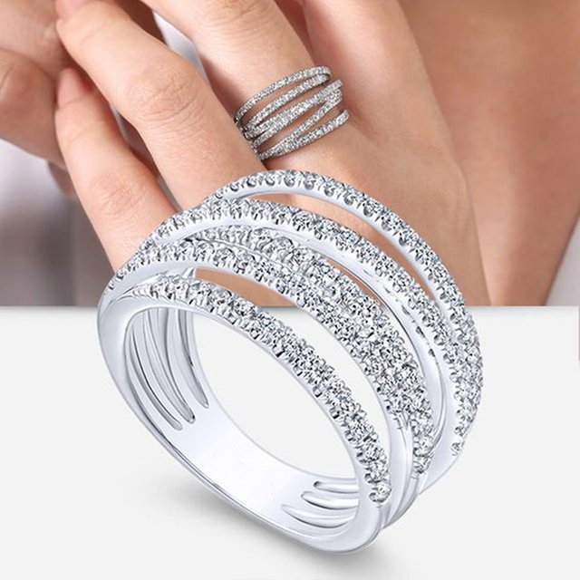 Huitan Mode Fingerring, Kreuz, CZ Stein, Damen - Bild 1