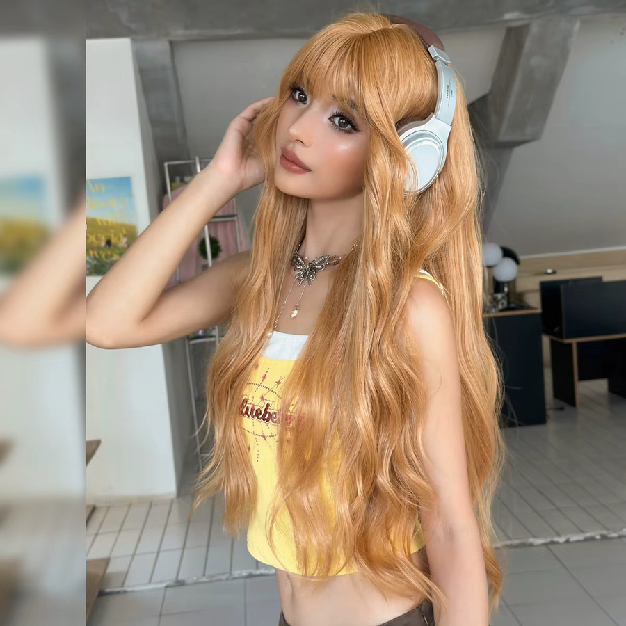 NAMM Perücke, blonde Wellen mit Pony, synthetisch, Damen - Bild 2