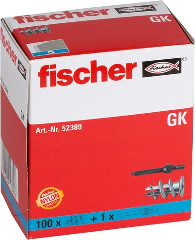 Fischer Gipskartondübel GK aus Nylon in Grau, 22 mm, 100 Stück - Bild 3