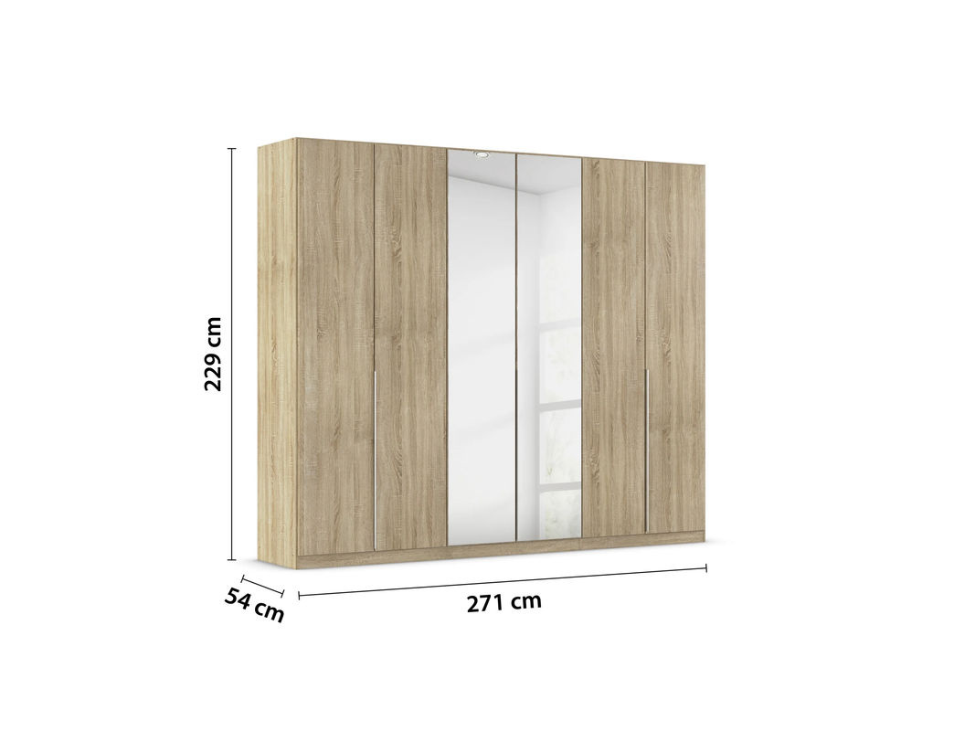 Rauch Drehtürenschrank Alabama mit Spiegel in Eiche Sonoma und beige-braunen Akzenten, B/T/H: 271 x 229 cm - Bild 3