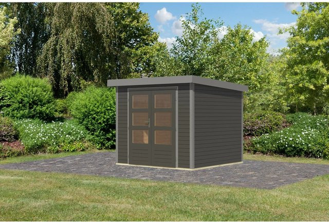 Karibu Gartenhaus Diego 3 B in Terragrau/Graualuminium, B: 209 cm, T: 238 cm, H: 213 cm - Bild 1