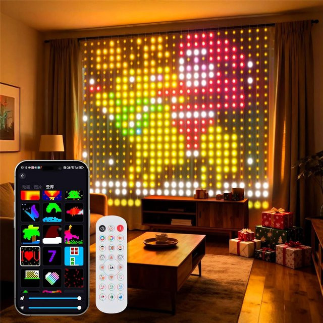 DACHAN Smart LED Vorhang Lichterkette mit App-Steuerung und Musik-Sync, RGB Multicolour, 300 LED für Weihnachten und Outdoor - Bild 1