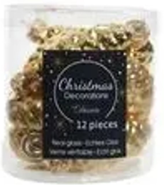 Kaemingk Christbaumschmuck Zapfen aus Glas in Hellgold mit Glanz und Matt, 12 Stück, Höhe: 6 cm, Breite: 2,5 cm - Bild 1
