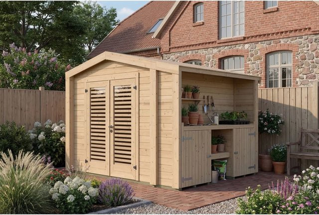 WEKA Gartenhaus Killarney aus europäischer Fichte, braun, B/T/H: 300 x 300 x 241 cm - Bild 1