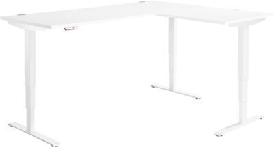 Elektrisch höhenverstellbarer Winkelschreibtisch AERO FLEX in Weiß mit Memorypanel, B 200 cm x T 160 cm - Bild 1