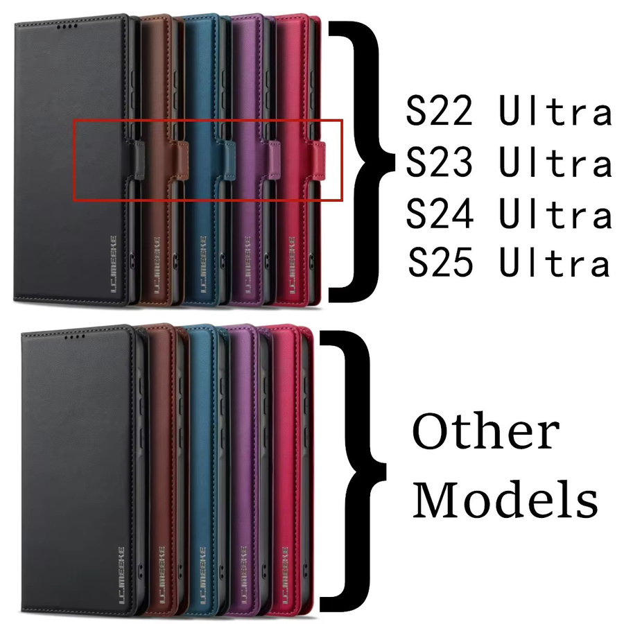 Samsung Flip-Leder-Handyhülle mit Kartenfach für Galaxy A15 A35 A55 A56 A16 A36 A17 A37 S26 S24 S23 Ultra S22 S21 Plus S25 FE in Schwarz und Lila - Bild 3