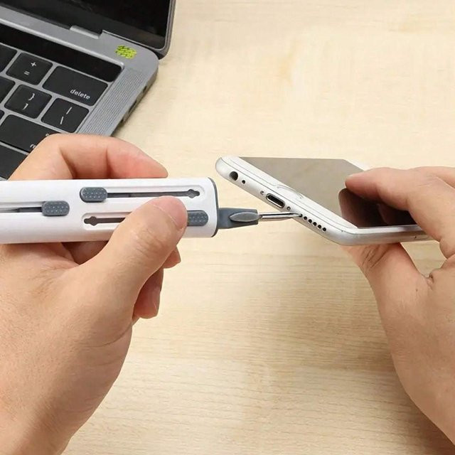 Reinigungsbürste für Computer-Tastatur und Kopfhörer aus Kunststoff in Weiß - Bild 1