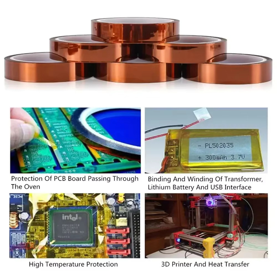 Antistatisches Polyimid-Klebeband als hochtemperaturbeständiges Lithium-Batterie-Isolierband, Farbe: Braun, Breite: 3 mm, Länge: 33 m - Bild 3