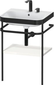 Duravit Möbelwaschtisch-Kombi Happy D.2 Plus in Weiß Hochglanz mit Metallkonsole, B: 57,5 cm, T: 49 cm, H: 85 cm - Bild 1