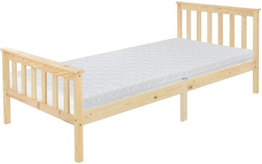 ML-Design Einzelbett aus Kiefernholz mit Lattenrost und Matratze, Farbe Natur, B/T/H: 90 x 200 x 16 cm - Bild 1