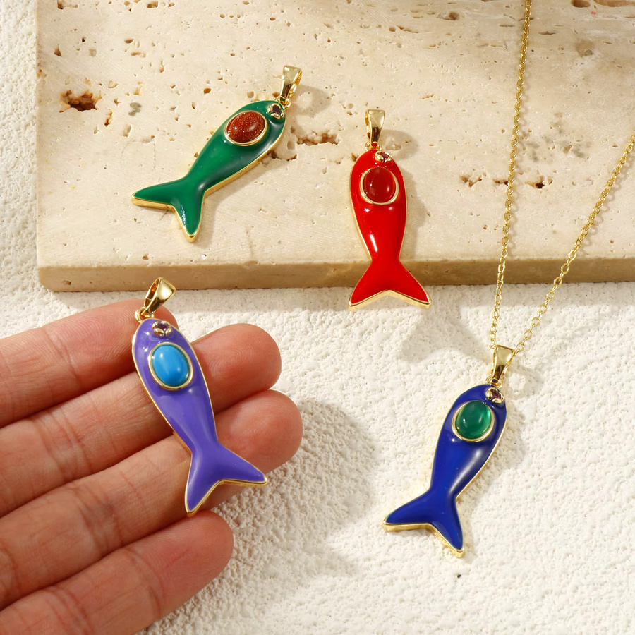 DoreenBeads Fisch Anhänger, Messing, 18 Karat vergoldet, Zirkonia, 4,5 cm x 1,6 cm - Bild 2