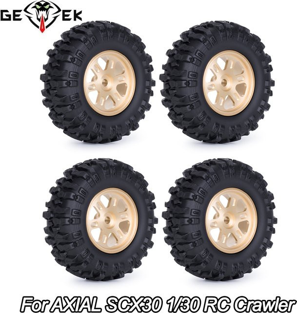 AXIAL Gummireifen & Messing-Felgennaben, 4-teiliges Set, 1:30, für RC Crawler Auto Upgrade-Teile - Bild 1