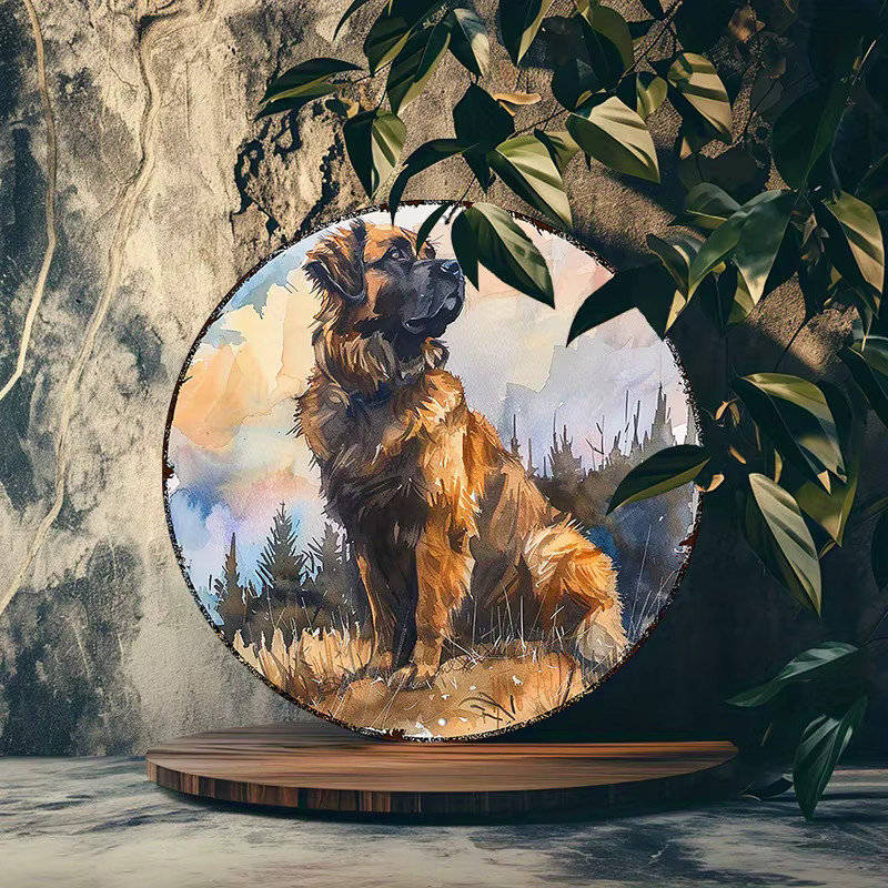 Potdemiel Leonberger Hunde-Wanddekoration aus Metall, rundes Aluminiumschild in Mehrfarbig, Durchmesser: 20,32 cm - Bild 4