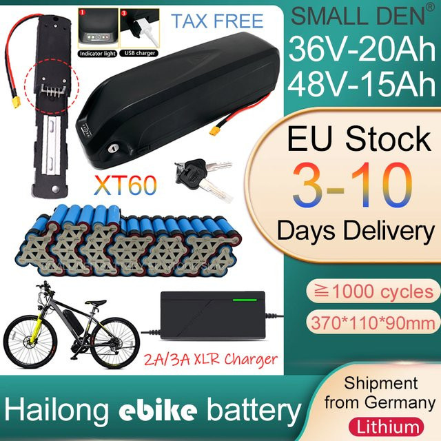 Hailong Akku Bafang Lithium-Akkupack mit integriertem 30A BMS und USB-Anschluss in Schwarz für E-Bike Umbausätze - Bild 1