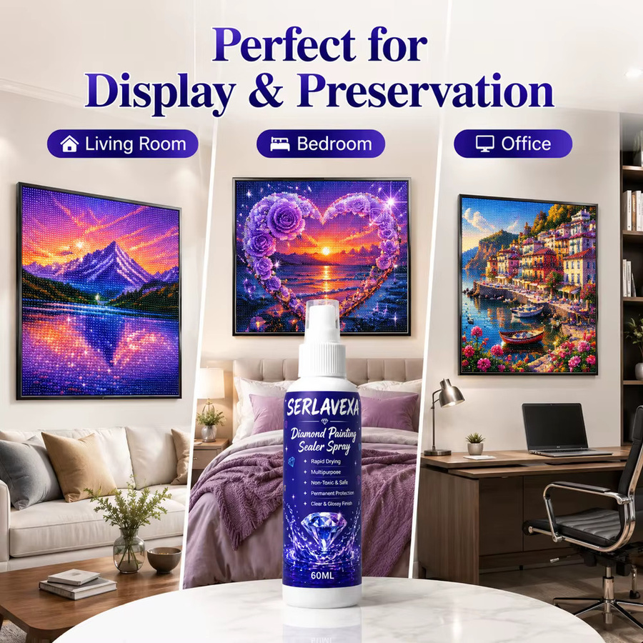 SERLAVEXA Diamantmalerei-Versiegelungsspray im 3er-Set, 60 ml pro Flasche, transparenter Bastelkleber-Spray für Kunstperlen und Puzzle-Fixierer - Bild 6