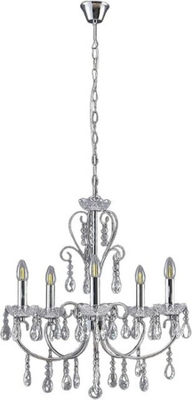 Lucande Kristall Kronleuchter Solveig 9624024 in Chrom, 5-flammig, Metall und Kristall, E14