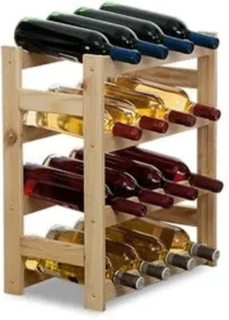 PROREGAL Pinotwine Weinregal aus massivem Kiefernholz, Natur, H x B x T: 54 x 43 x 25 cm, Platz für 16 Flaschen - Bild 1