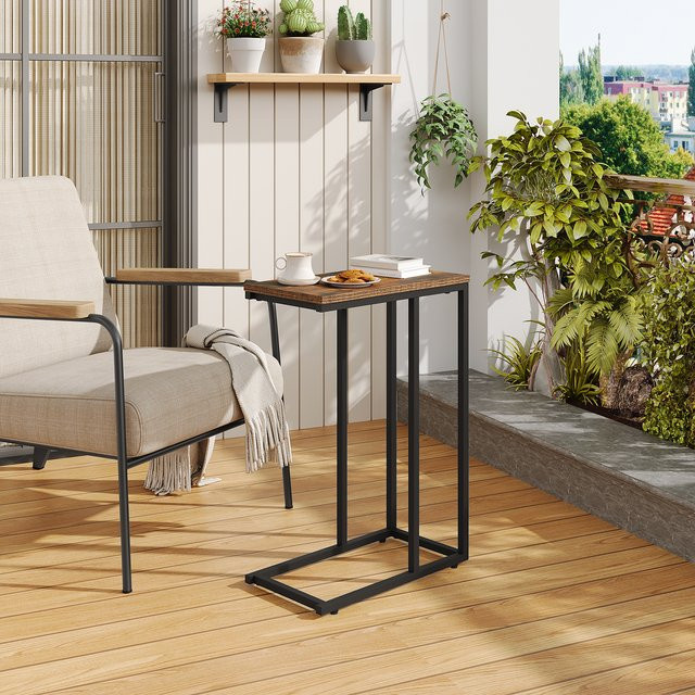 WOLTU Beistelltisch mit Metallrahmen in Braun für Wohnzimmer und Schlafzimmer - Bild 1