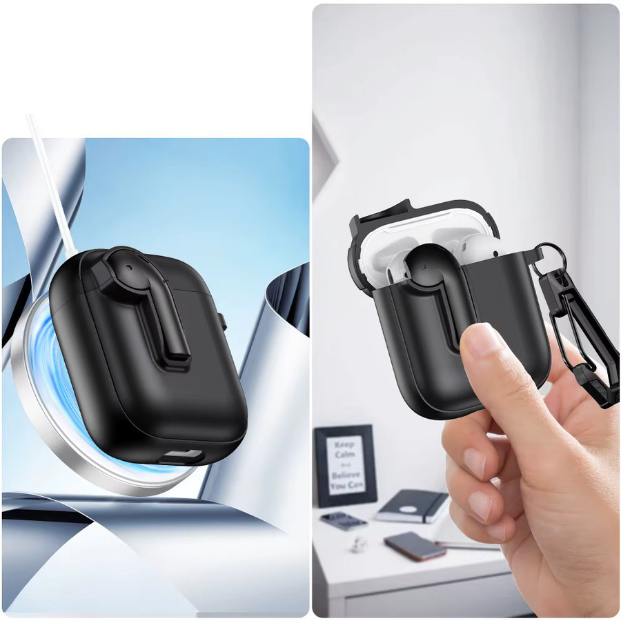Funda Luxus Kopfhörerhülle für Apple AirPods 4, 3, 2 und Pro 2 stoßfeste Cover mit Haken - Bild 3