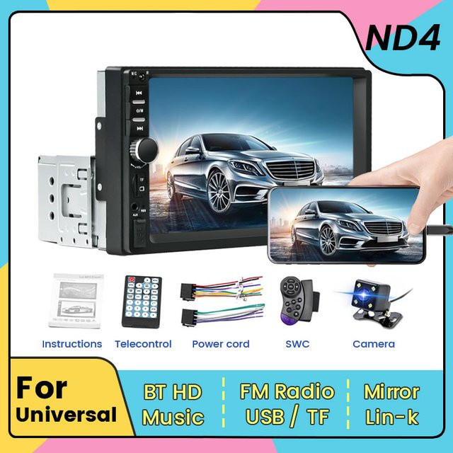 Navifly ND4 Universal 1 DIN Autoradio MP5 Player mit 7 Zoll Display, Bluetooth, GPS Navigation und Multimedia Funktionen in Schwarz - Bild 1