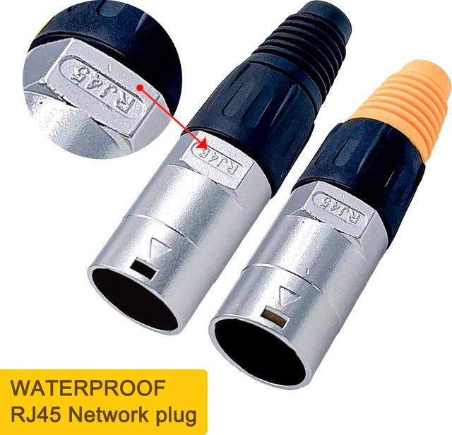 FRHY RJ45 Netzwerkstecker IP65 Wasserdichter D-Sockel Panel-Ethernet-Stecker 8P8C in Braun und Silber - Bild 1