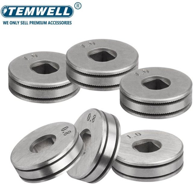 TEMWELL Drahtvorschubrolle für MIG-Schweißmaschinen in Silber, passend für 0,8 mm, 1,0 mm und 1,2 mm - Bild 1