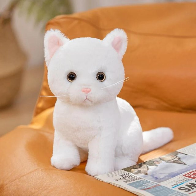 Katze Plüsch Spielzeug, Grau Weiß Schwarz, ab 14 Jahren - Bild 1