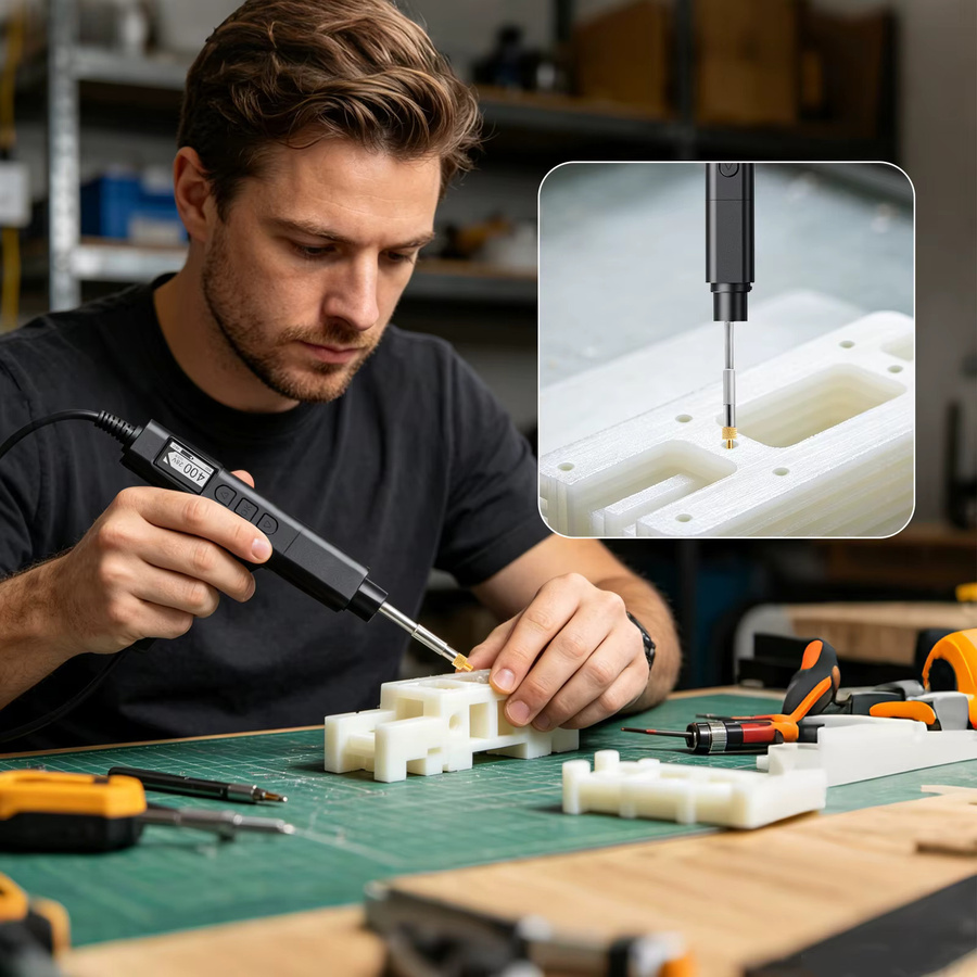 FEITA C245/HS-02A Lötkolben-Heizset mit Messingeinsätzen M2-M8 und Gewindeeinsatzadaptern für 3D-Druck und Kunststoff - Bild 2