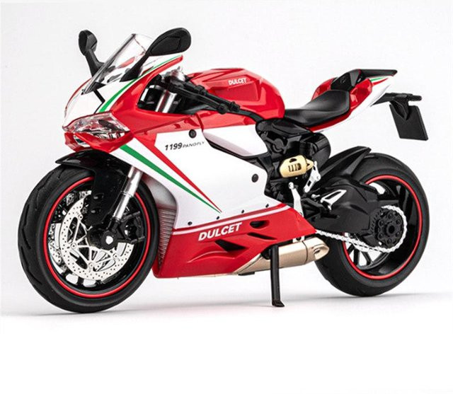 Linyi toy car Panigale Rennmotorrad Modell, 1:12, Metall, mit Sound und Licht - Bild 1