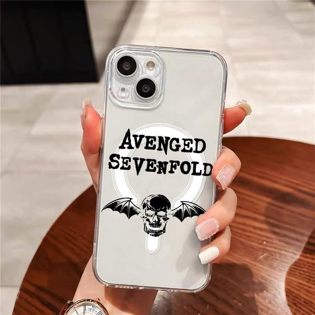 Transparente Magnetische Handyhülle im Avenged Sevenfold Band Design für Apple iPhone 17 16 15 14 13 12 Pro Max Plus kompatibel mit kabellosem Laden - Bild 1