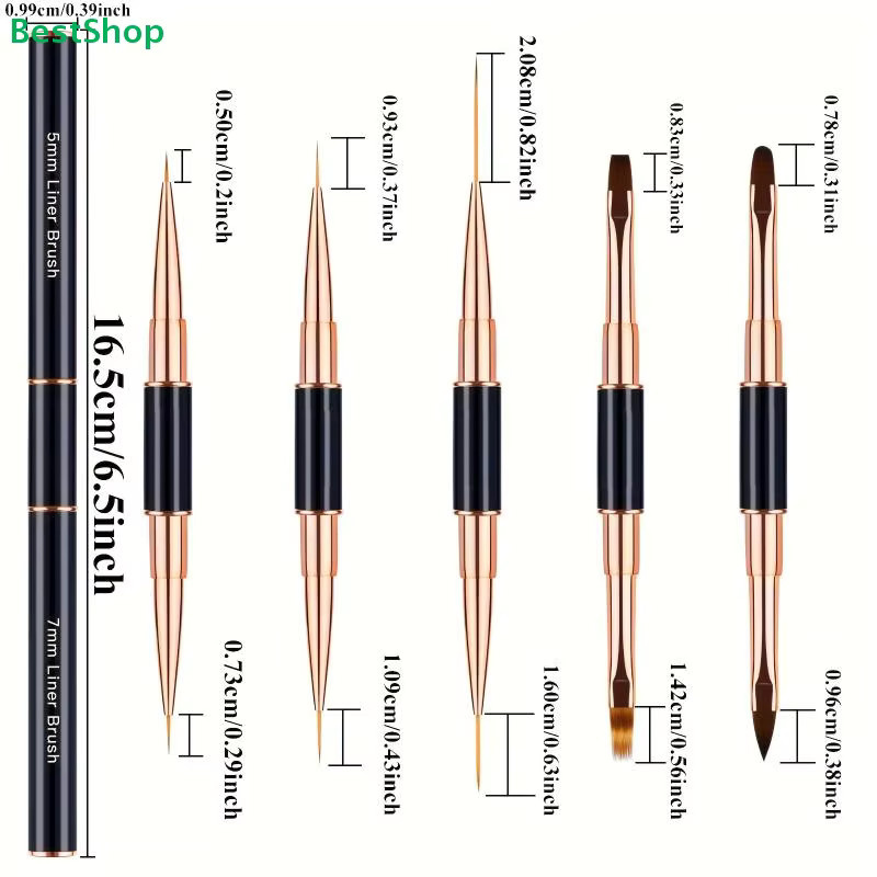 HNKMP Nail-Art-Liner-Pinsel, 5 Stück, Unisex - Bild 5